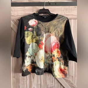 Impressions Black Floral Long Sleeve Top
